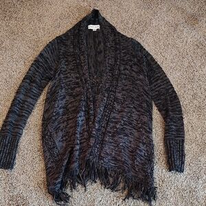 Knox Rose Black & Charcoal Fringe Cardigan